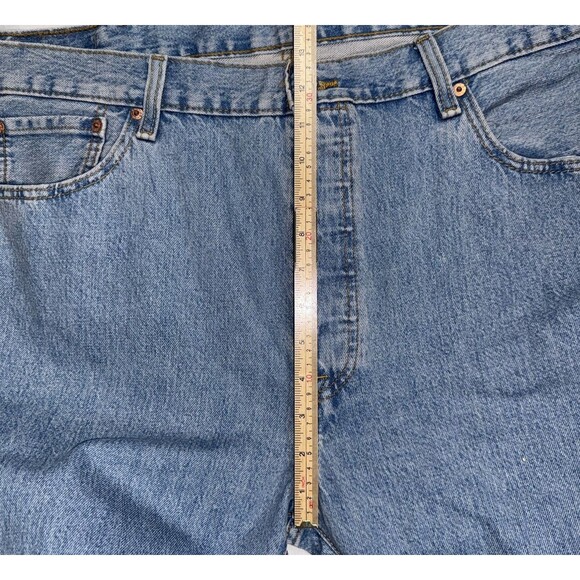 Levis 501 Original Jeans Stretch Denim Light Indigo Irregular Mens 40X38 New - Picture 4 of 12